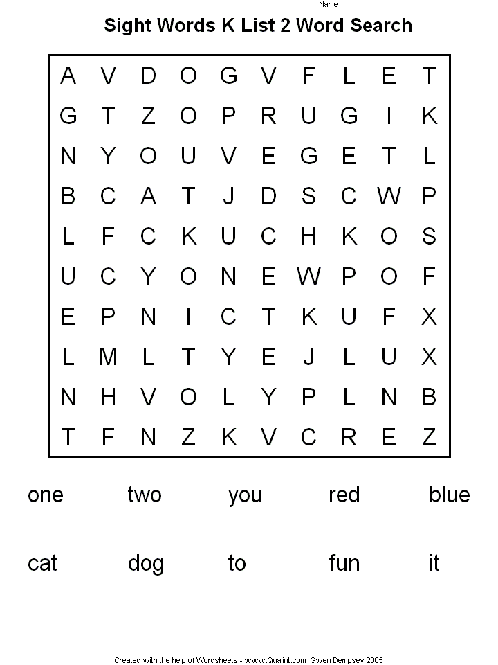sight Kindergarten search  Sight word worksheets Words