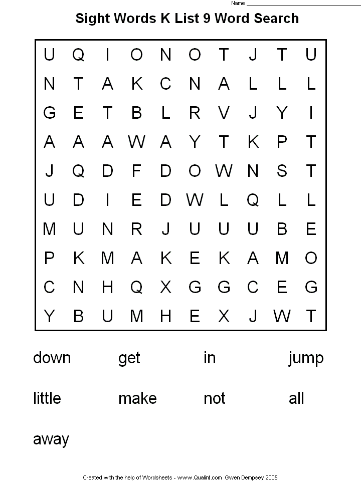 Kindergarten Words  little Sight worksheet sight word